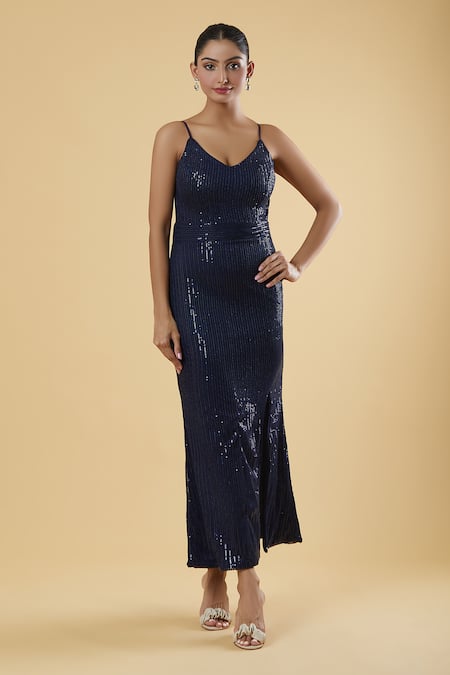 Samyukta Singhania Sequins Work Midi Slip Dress 