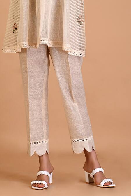 Mityan Ivory Silk Embroidery V-neck Angelica Printed And Tunic Set Online at Aza Fashions Mityan_Ivory Silk Embroidery V-neck Angelica Printed And Tunic Set _Online_at_Aza_Fashions