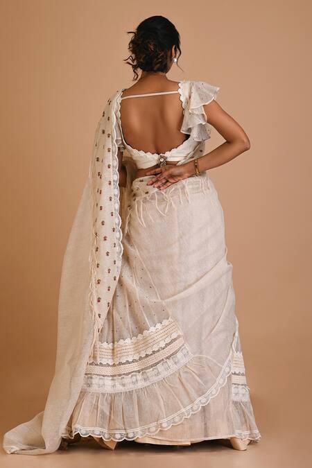 Mityan Basil Embroidered Lehenga Saree With Blouse 