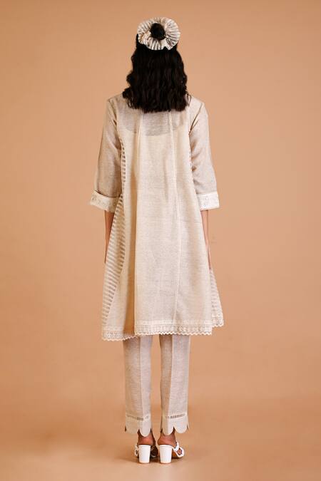 Mityan Indigo Collar Embroidered Tunic Set 