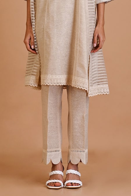 Mityan Ivory Embroidery Collared Indigo Tunic Set Online at Aza Fashions Mityan_Ivory Embroidery Collared Indigo Tunic Set _Online_at_Aza_Fashions