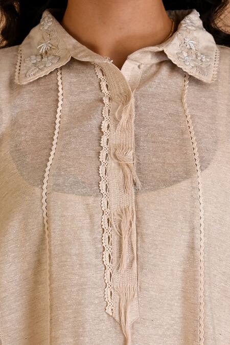 Buy Mityan Ivory Embroidery Collared Indigo Tunic Set Online at Aza Fashions Buy_Mityan_Ivory Embroidery Collared Indigo Tunic Set _Online_at_Aza_Fashions