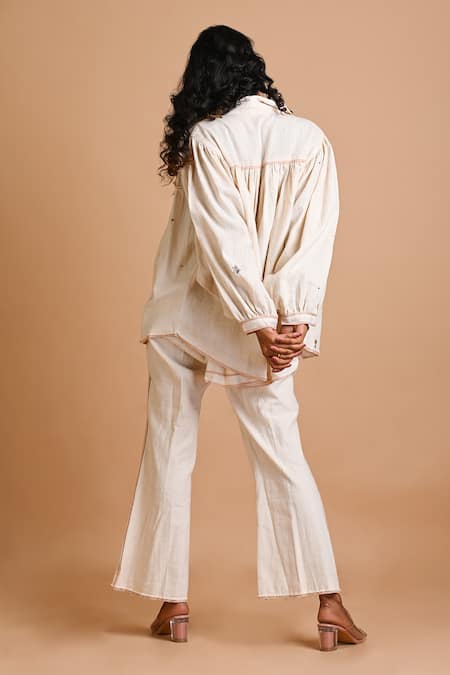 Mityan Iris Embroidered Top & Bell Bottom Pant Set 