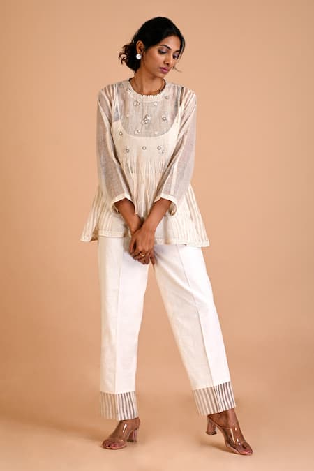 Mityan Madder Hand Embroidered Top & Pant Set 