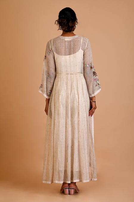 Mityan Myrtle Jute Silk Floral Embroidered Tunic 