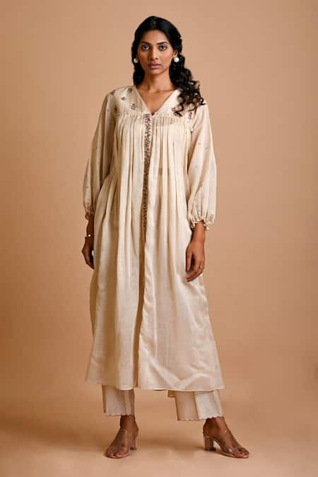 Mityan Pleated Embroidered Tunic With Inner 