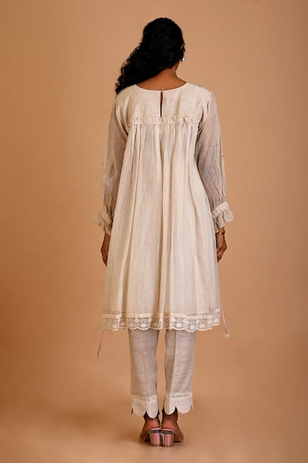 Mityan Rosebay Embroidered Pleated Tunic Pant Set 