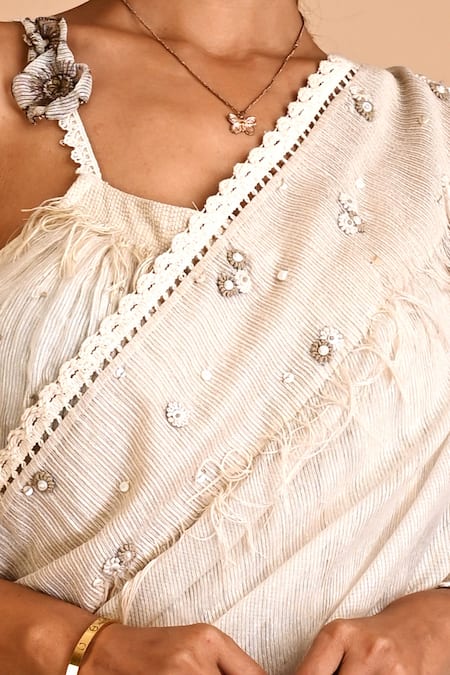 Mityan Sunflower Embroidered Lehenga Saree With Blouse 