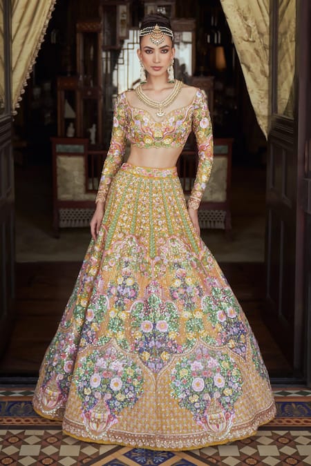 Anushree Reddy Tutty Fruity Floral Embroidered Lehenga With Blouse 