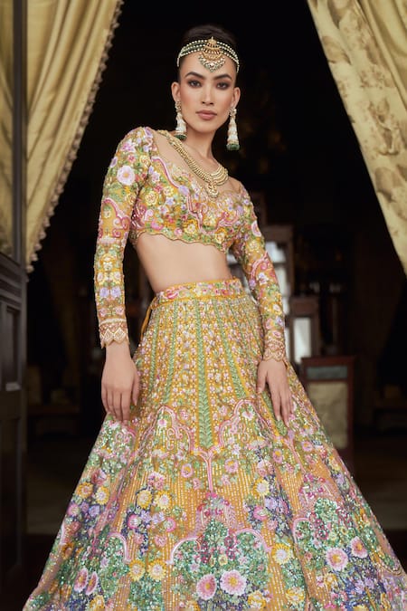 Anushree Reddy Tutty Fruity Floral Embroidered Lehenga With Blouse 