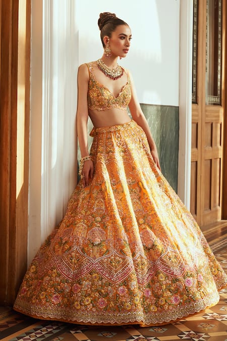 Anushree Reddy Daisy Sunset Embroidered Bridal Lehenga Set 