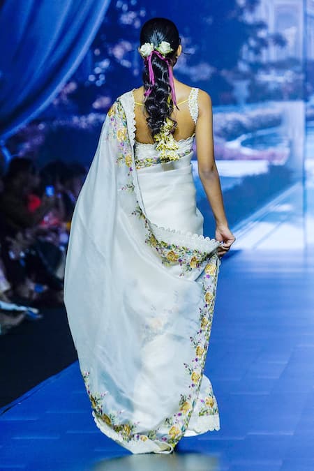 Anushree Reddy Baanki Dori Border Embroidered Saree With Unstitched Blouse Piece 