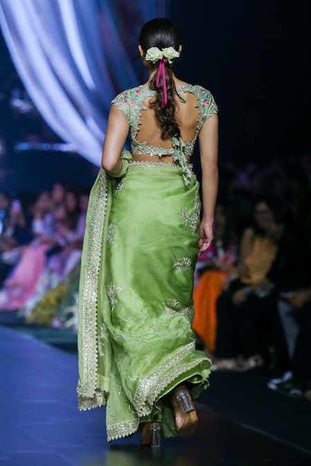 Anushree Reddy Junoon Zardozi Border Embroidered Saree With Unstitched Blouse Piece 