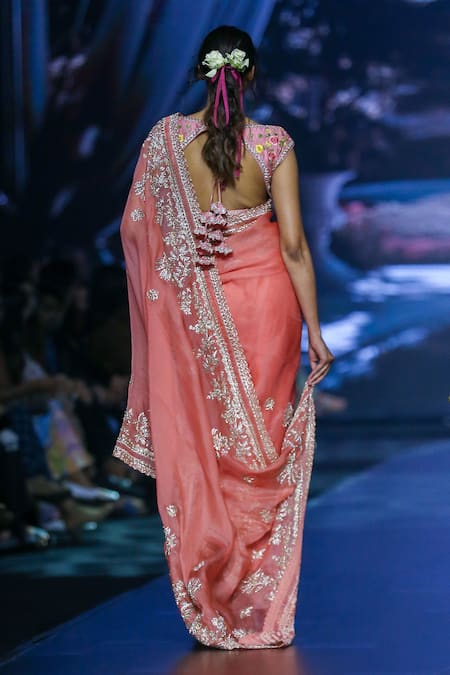 Anushree Reddy Thithli Zardozi Embroidered Saree With Unstitched Blouse Piece 