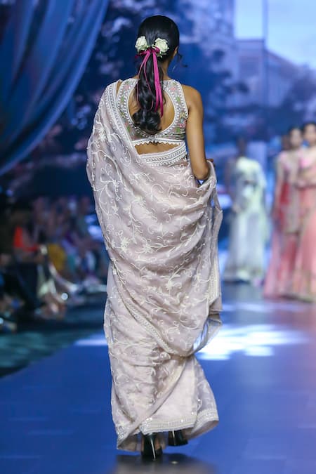 Anushree Reddy Roohaniyat Pearl Embroidered Saree With Unstitched Blouse Piece 