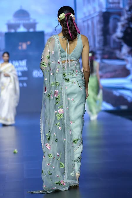 Anushree Reddy Gulbahar Embroidered Saree With Unstitched Blouse Piece 