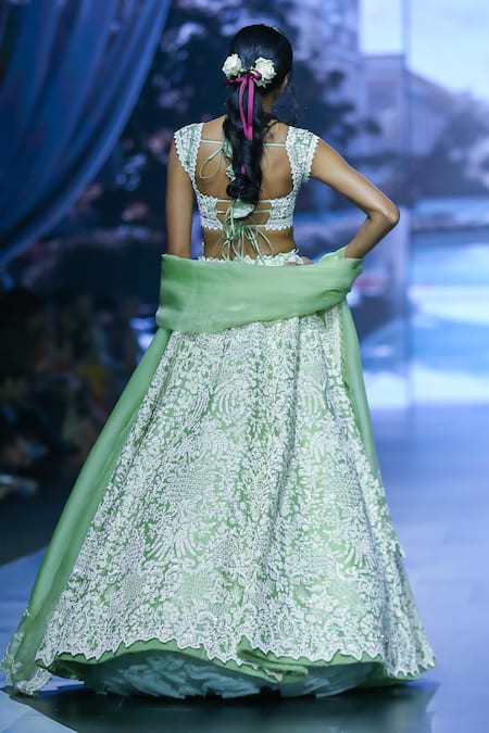 Anushree Reddy Malka Pearl Embroidered Bridal Lehenga Set 