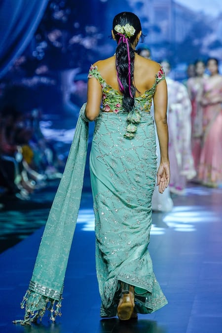 Anushree Reddy Asma Sequin Embroidered Saree With Unstitched Blouse Piece 