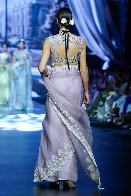 Anushree Reddy Fanna Pearl Embroidered Saree With Unstitched Blouse Piece 