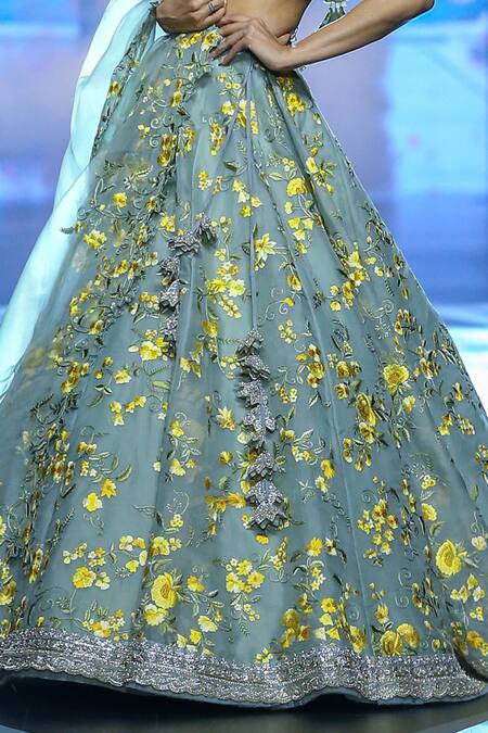 Buy Anushree Reddy Blue Organza Embroidery Zardozi Cutwork Nilufer Floral Bridal Lehenga Set Online at Aza Fashions Buy_Anushree Reddy_Blue Organza Embroidery Zardozi Cutwork Nilufer Floral Bridal Lehenga Set _Online_at_Aza_Fashions