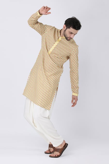 Manish Nagdeo Multi Color Silk, Cotton, Rayon Petal Swirl Pattern Kurta And Salwar Set at Aza Fashions Manish Nagdeo_Multi Color Silk, Cotton, Rayon Petal Swirl Pattern Kurta And Salwar Set _at_Aza_Fashions