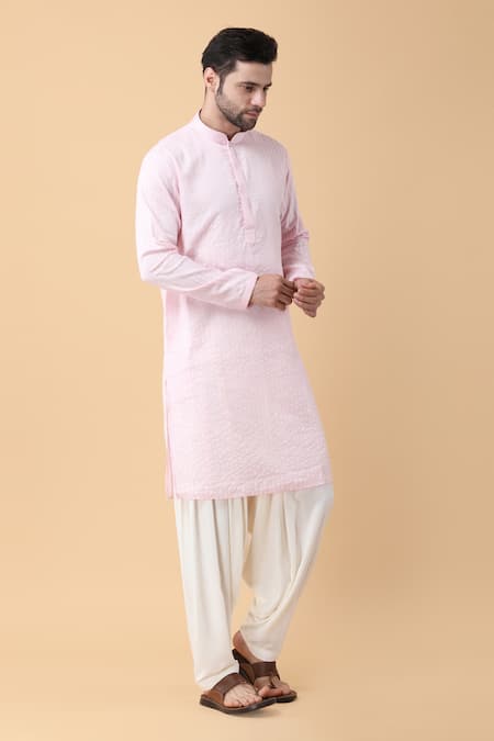Shop_Manish Nagdeo_Pink Silk, Cotton, Rayon Embroidery Dori Kurta And Salwar Set _Online_at_Aza_Fashions