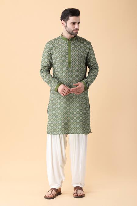 Buy Manish Nagdeo Green Silk, Cotton, Rayon Mandala Pattern Kurta And Salwar Set Online at Aza Fashions Buy_Manish Nagdeo_Green Silk, Cotton, Rayon Mandala Pattern Kurta And Salwar Set _Online_at_Aza_Fashions