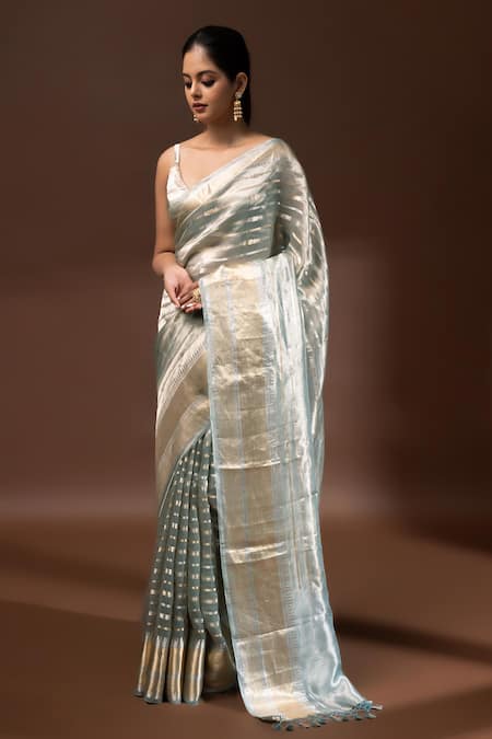 Sacred Weaves Banarasi Saree With Unstitched Blouse Piece 