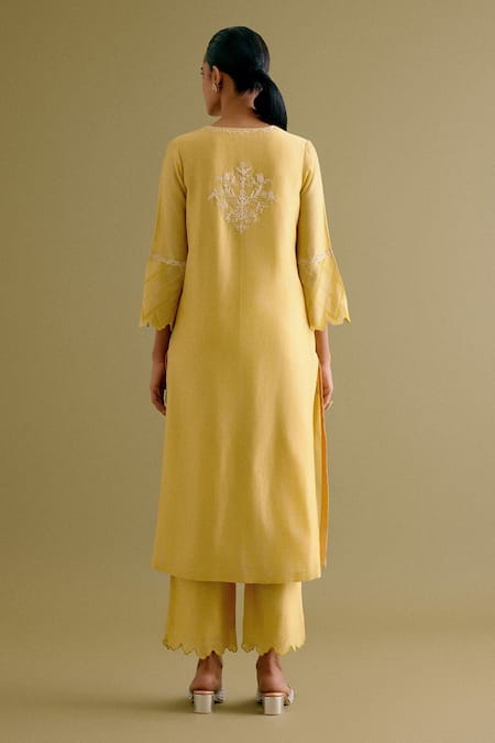 Devnaagri Silk Chanderi Dori Work Kurta Palazzo Set 