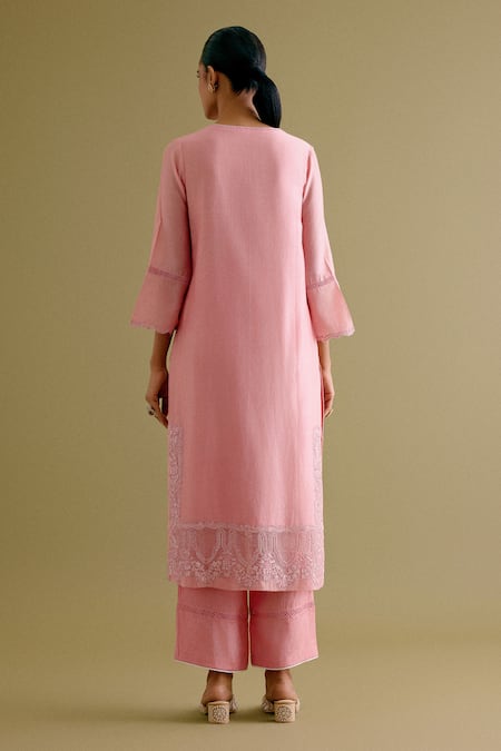 Devnaagri Embroidered Straight Kurta & Palazzo Set