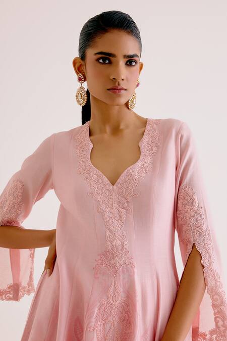 Devnaagri Pink , Chanderi, Organza Embroidery Dori And Thread Anarkali Palazzo Set at Aza Fashions Devnaagri_Pink , Chanderi, Organza Embroidery Dori And Thread Anarkali Palazzo Set _at_Aza_Fashions