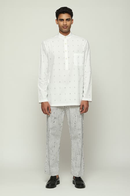 Abraham & Thakore Code Embroidered Short Kurta 