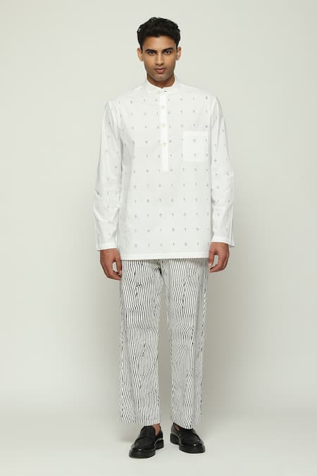 Abraham & Thakore Broken Pinstripe Motif Pant 