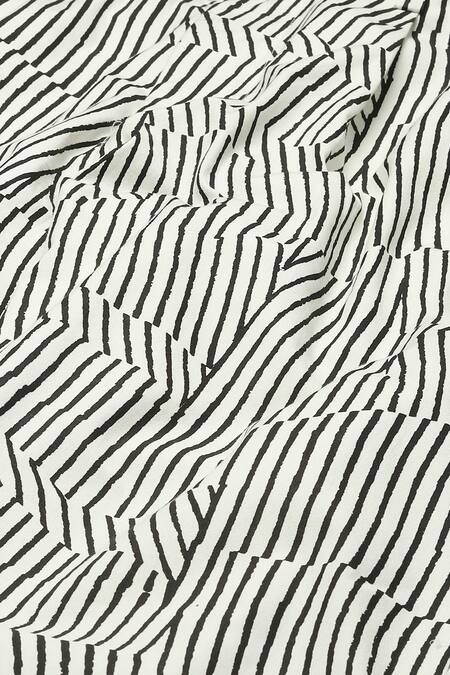Buy Abraham And Thakore White Cotton Broken Pinstripe Motif Pant Buy_Abraham And Thakore_White Cotton Broken Pinstripe Motif Pant