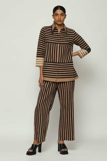 Abraham & Thakore Applique Striped Shirt 