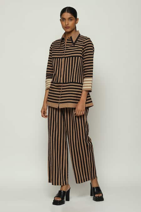 Abraham & Thakore Applique Stripe Pattern Trouser 