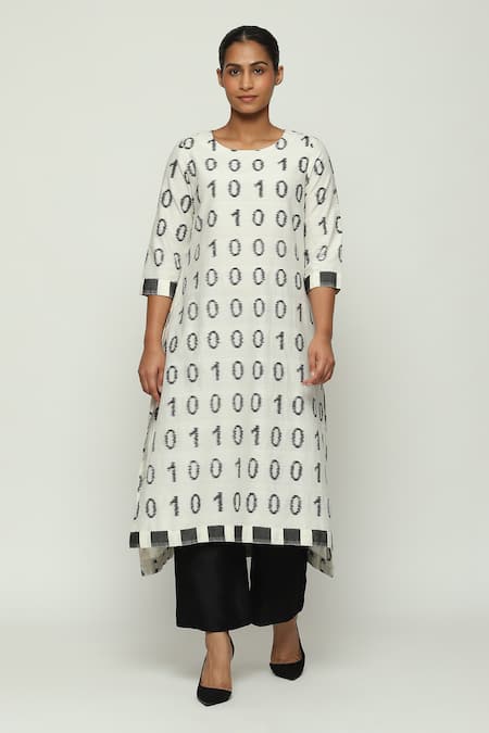 Abraham & Thakore Ikat Code Woven Kurta 