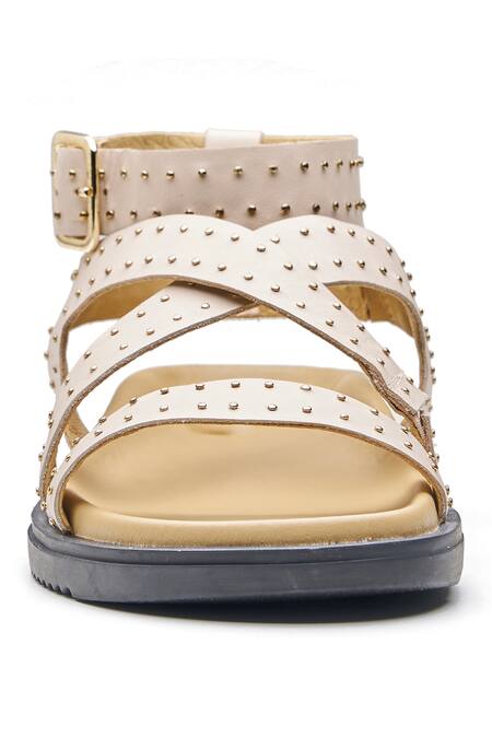 Buy_Dang Shoes_Beige Biowalker Studded Sandals_Online_at_Aza_Fashions