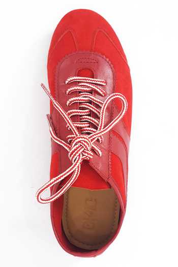 Dang Shoes_Red Colorblocked Genuine Leather Sneakers _Online_at_Aza_Fashions