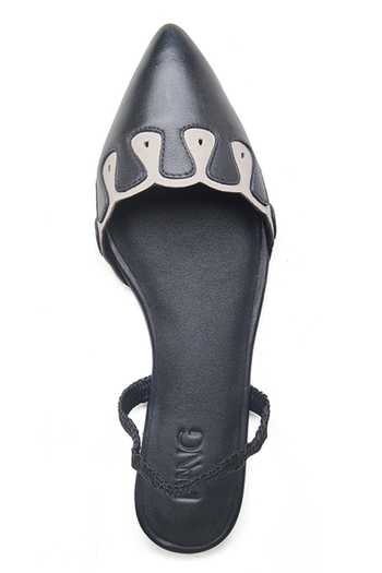 Dang Shoes_Black Briar Wave Cutwork Ballerina Flats_Online_at_Aza_Fashions