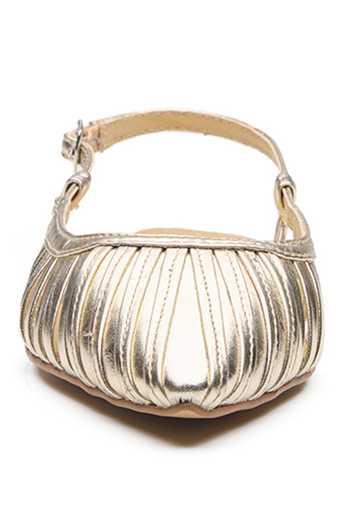 Dang Shoes_Gold Camille Ribbed Ballerina Flats _Online_at_Aza_Fashions