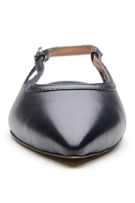 Dang Shoes_Black Pointed Toe Buckle Strap Stiletto Flats _Online_at_Aza_Fashions