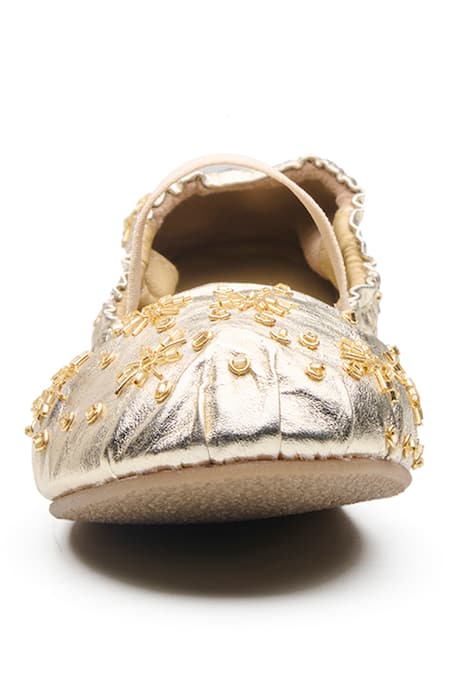 Buy_Dang Shoes_Gold Bloom Embroidered Ballerinas _Online_at_Aza_Fashions