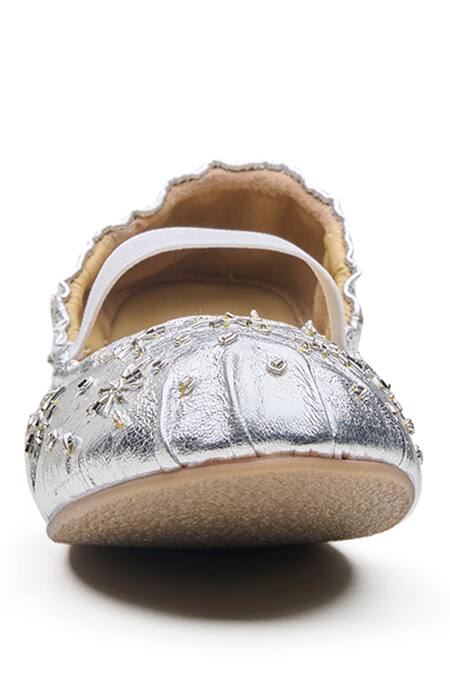 Buy_Dang Shoes_Gold Chand Floral Embroidered Ballerinas _Online_at_Aza_Fashions