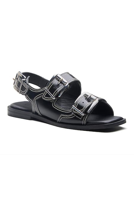 Dang Shoes Black May Buckle Strap Sandals 