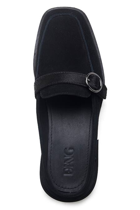 Buy_Dang Shoes_Black Plume Leather Ballerina Slip Ons_Online_at_Aza_Fashions