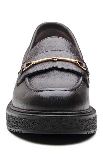 Dang Shoes_Brown Metal Piece Embellished Loafers _Online_at_Aza_Fashions