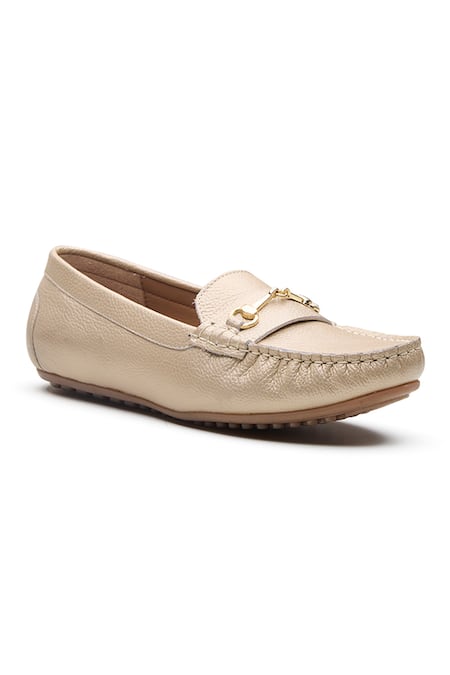 Dang Shoes Gold Tam Leather Embellished Moccasins 