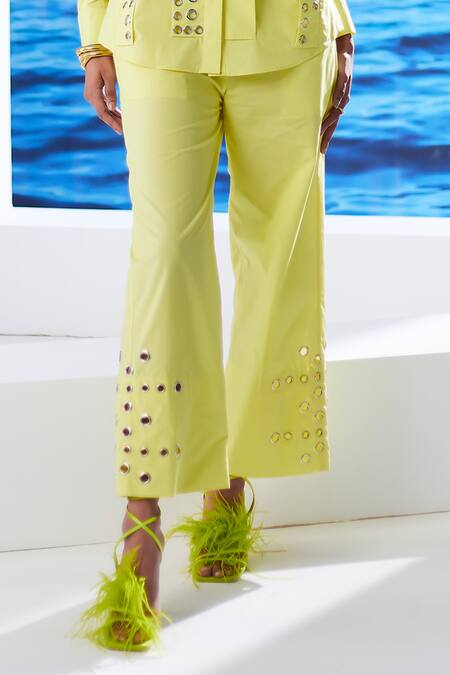 Shop_House Of Zeniaa_Yellow Cotton Collared Lemon Loaf Shirt With Pant_Online_at_Aza_Fashions