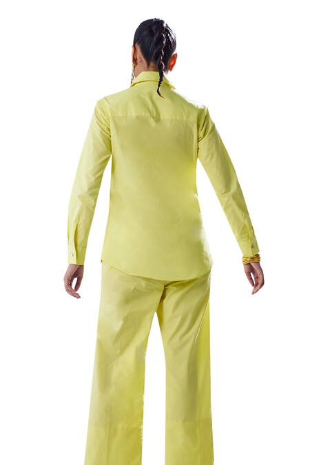 Buy_House Of Zeniaa_Yellow Cotton Collared Lemon Loaf Shirt With Pant